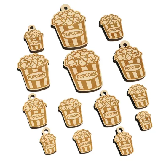 Big Bucket of Popcorn Movie Theater Mini Wood Shape Charms Jewelry DIY Craft {7}