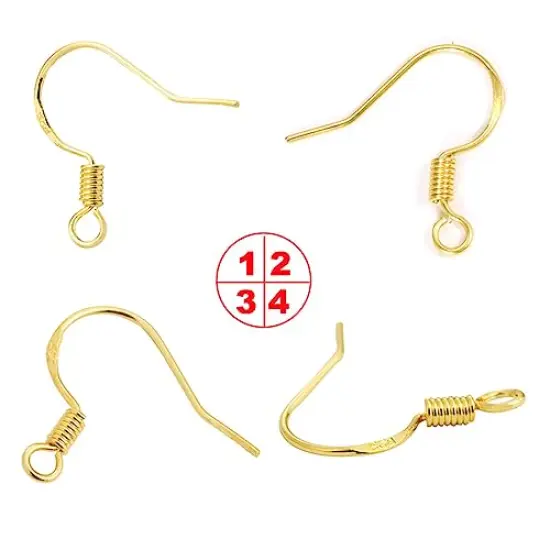 80 Pieces/40 Pairs, Gold Earring Hooks Ear Wires Fish Hooks, 240pcs Hypo-allergenic Jewelry Findings Parts with Jump Rings and Clear Silicone Earring Backs Stoppers for DIY Jewelry Making (14K Gold) {4}