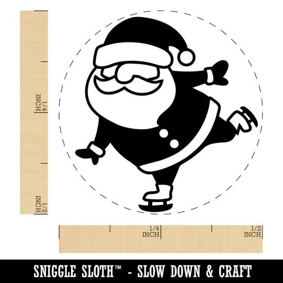 Ice Skating Christmas Santa Claus Self-Inking Rubber Stamp for Stamping Crafting Planners Orange {1}