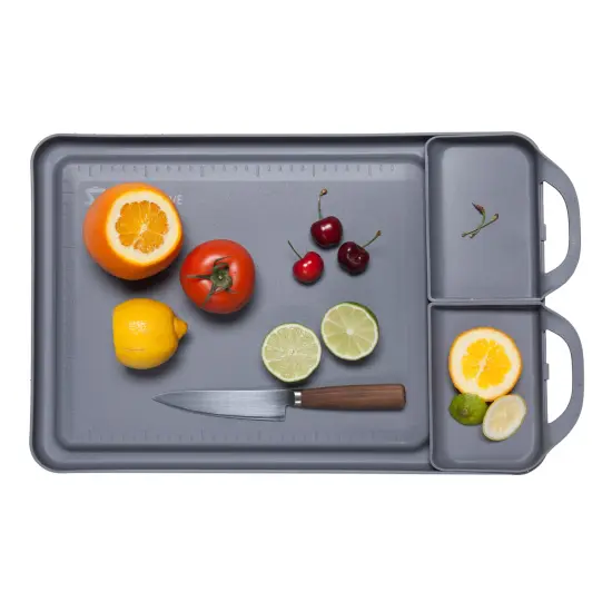 Double Save S Non-Slip Removable Compartments and Grooves to Prevent Spills Dishwasher Safe Cutting Board & Serving Tray {2}