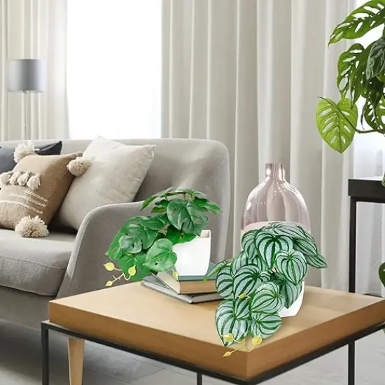 Artificial potted plants Fake Monstera Plant Mini Fake Plants Small Faux Plants for Desk Office Living Room Decor {3}