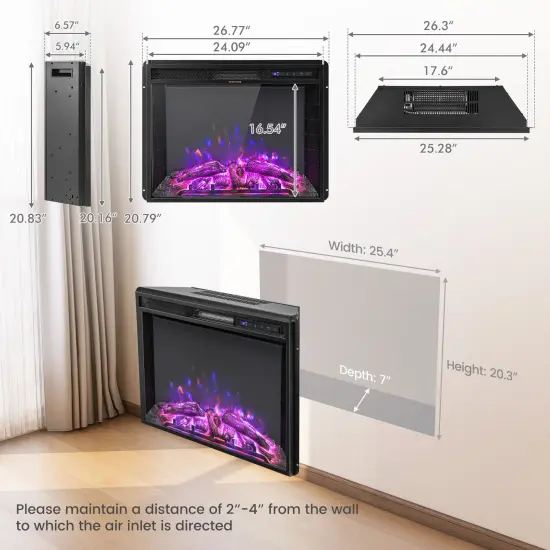 Recessed Electric Fireplace with Adjustable Flame Brightness {5}