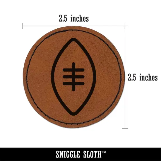Football Icon Round Iron-On Engraved Faux Leather Patch Applique - 2.5" Brown {3}