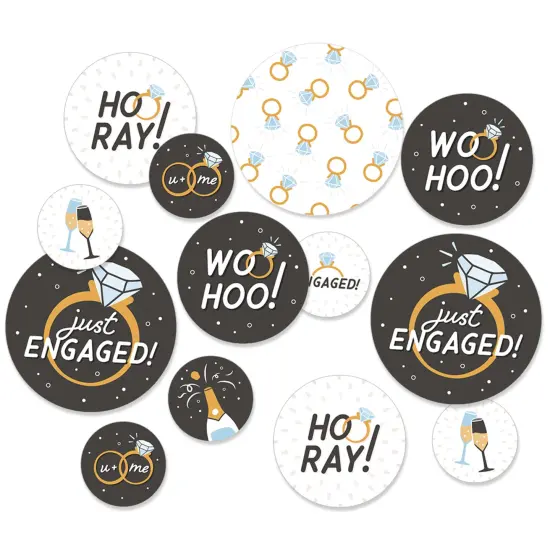 Big Dot of Happiness Just Engaged - Black and White - Engagement Party Giant Circle Confetti - Party Decorations - Large Confetti 27 Count {1}