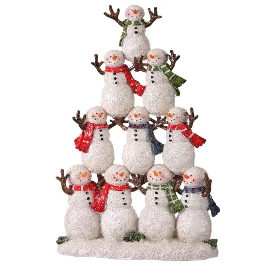 12" Resin Frost Snowman Tree – Charming Winter Christmas Decoration {1}