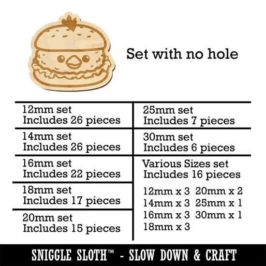 Cute Chicken Sandwich Mini Wood Shape Charms Jewelry DIY Craft {1}