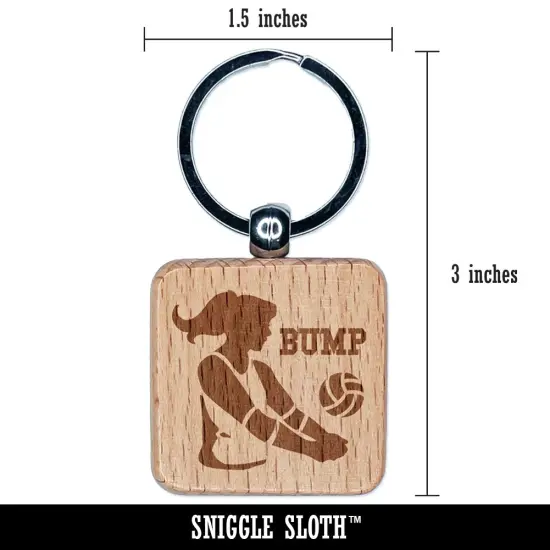 Volleyball Woman Bump Sports Move Engraved Wood Square Keychain Tag Charm {2}