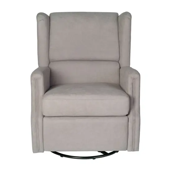 Merrick Lane Abby 3-in-1 Wingback Manual Recliner Rocker Swivel Glider Chair Light Gray {3}