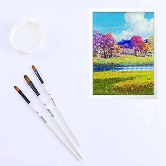 Filbert Paint Brushes Set, 12 PCS Artist Brush for Acrylic Oil Watercolor Gouache Artist Professional Painting Kits with Synthetic Nylon Tips White {5}