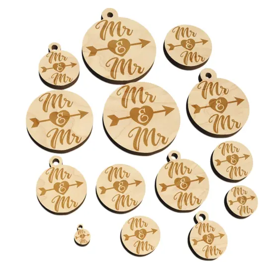 Mr and Mr Heart and Arrow Wedding Mini Wood Shape Charms Jewelry DIY Craft {7}