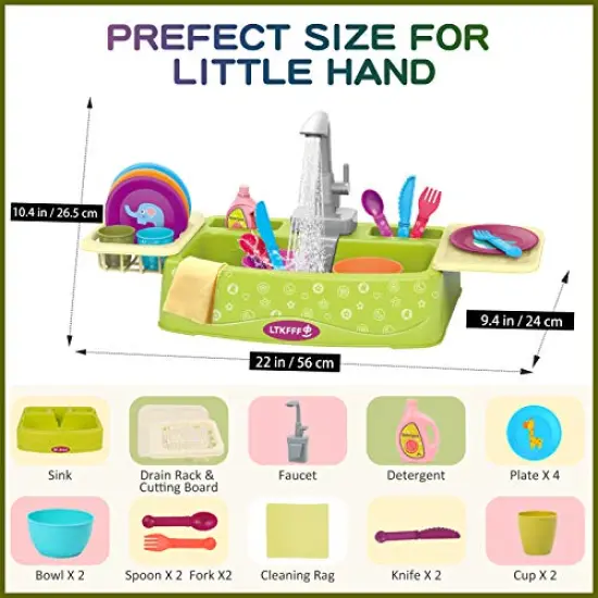 Toys with Running Water for Boy Girls Toddlers 1-3, Bird Bath Toys for Kids 5 6-8, Water Table Toy with Auto Working Faucet, Pretend Play Kitchen Cleaning Set Dishwasher Role Play Gifts {1}