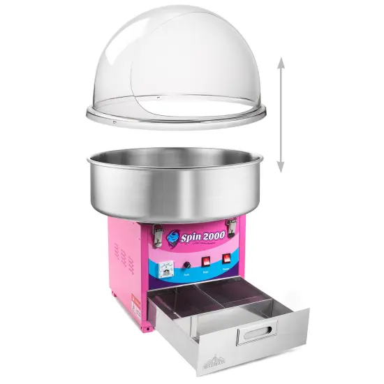 Olde Midway Commercial Quality Cotton Candy Machine with Bubble Shield, SPIN 2000 Electric Candy Floss Maker {4}