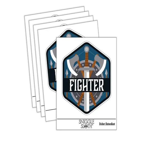RPG Class Fighter Warrior Games Fantasy Gaming Waterproof Vinyl Phone Tablet Laptop Water Bottle Sticker Set - 5 Pack {2}