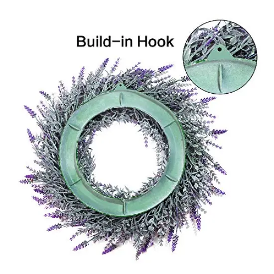 18 inches Lavender Wreaths for Front Door, Artificial Farmhouse Wreaths for Wall Window Party Wedding Decor Indoor Outdoor Spring Summer Fall Decoration for Home {5}
