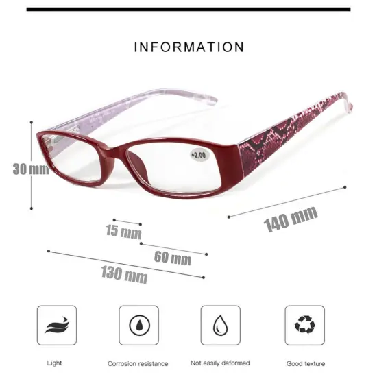 Kitcheniva 4 Pairs Mixed Colors Unisex Spring Hinge Rectangular Reading Glasses {4}