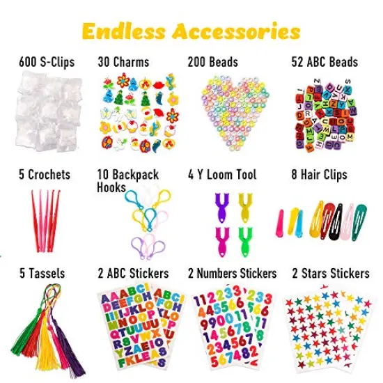 10,000+ Colorful Bands Refill Set for Kids, DIY Loom Bracelets Making Set with Beads & Endless Accessories - Box Case Included {2}