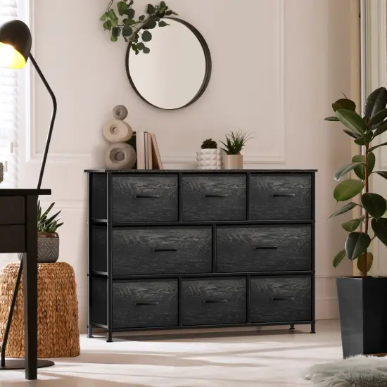 Sorbus Dresser with 8 Drawers - Chest Organizer Unit with Steel Frame Wood Top & Handle Easy Pull Fabric Bins for Clothes - Wide Storage Furniture for Bedroom, Hallway, Living Room, Nursery & Closet Rustic Black {2}