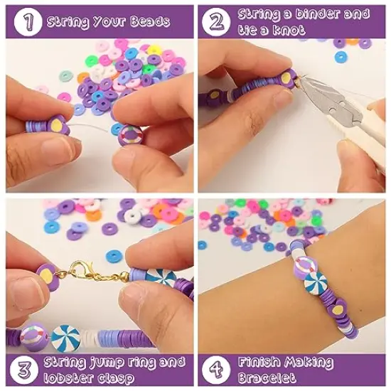 7230 Pieces Polymer Clay Beads for Jewelry Making Letter Beads and 13 Styles Mixed Flower Face Trendy Beads, DIY Arts and Crafts Kit for Girls Ages 8-12 {5}