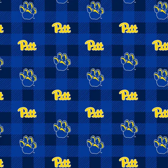 Sykel Enterprises-University of Pittsburgh Fleece Fabric-Pitt Panthers Buffalo Plaid Fleece Blanket Fabric-Sold by the yard {1}