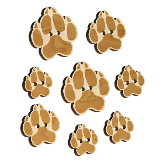 Wolf Coyote Paw Print Wood Buttons for Sewing Knitting Crochet DIY Craft {7}