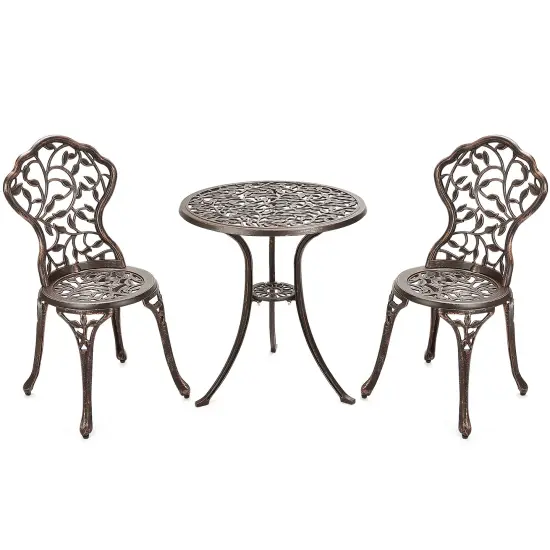 3 Pieces Cast Aluminum Bistro Set {1}