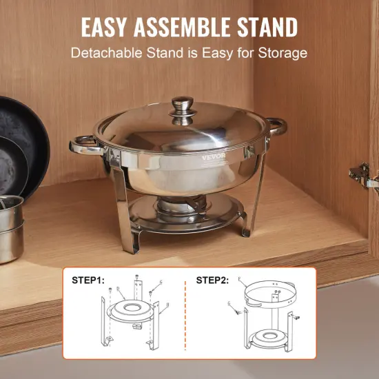 4 Pack Stainless Steel Round Chafing Dish Buffet Set {3}