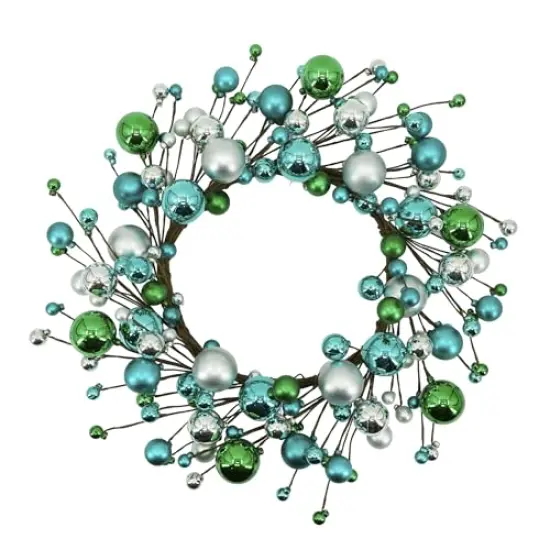 20 inches Christmas Winter Wreath for Front Door, Artificial Door Wreath with Welcome Sign and Ornaments, Xmas Wreath for Window Wall Fireplace Farmhouse Holiday Party Decoration {2}