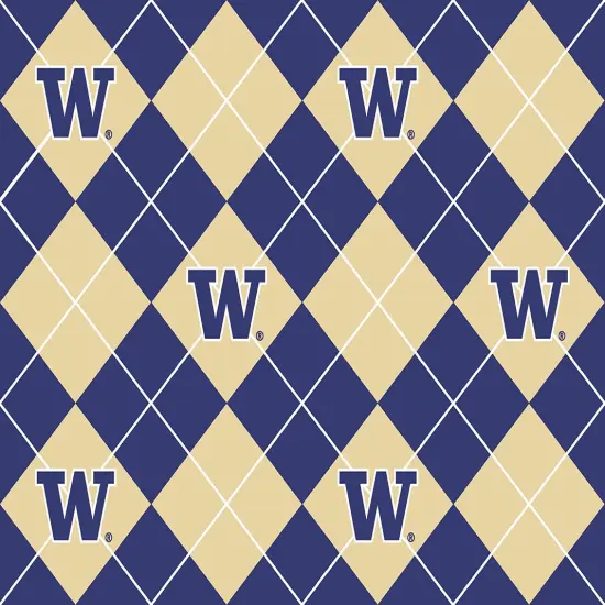 Sykel Enterprises-University of Washington Fleece Fabric-Washington Huskies Argyle Fleece Blanket Fabric-Sold by the yard {1}