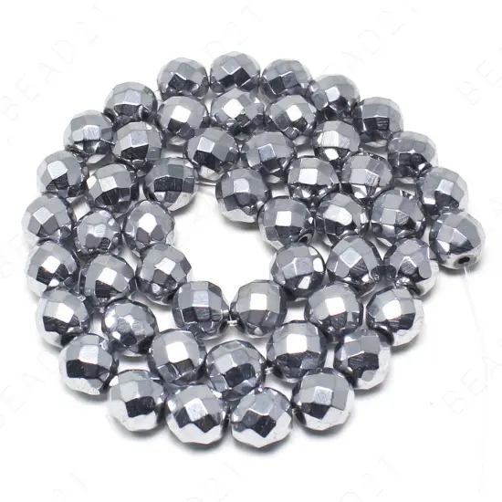 Faceted Hematite Metallic Beads Round Loose 4mm Blue {4}