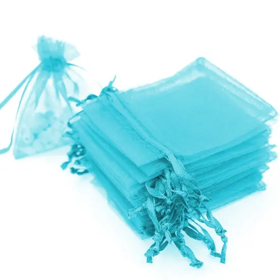 Kitcheniva 5"x7" Organza Gift Candy Sheer Bags DIY Pouches 100 Pcs Teal blue {1}