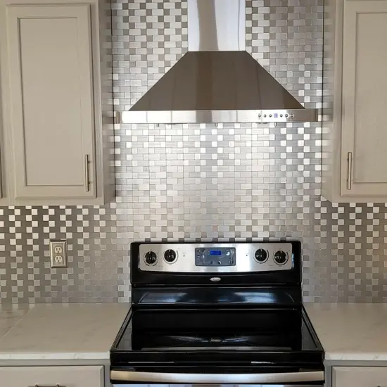 10-Pck Peel and Stick Metal Backsplash Tile Bath Kitchen Mosaics Wall {4}