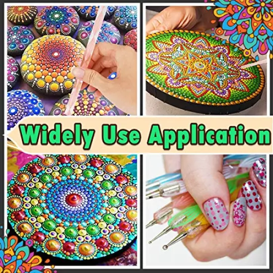Mandala Dotting Tools Painting Kit - Rock Dot Paint Stencils Tool Set Art Craft Supplies Kits Tray Brush Zipper Pen for Nail Stone Mandala Arts Drawing Home Decor Activity | Mothers Day Gift {5}