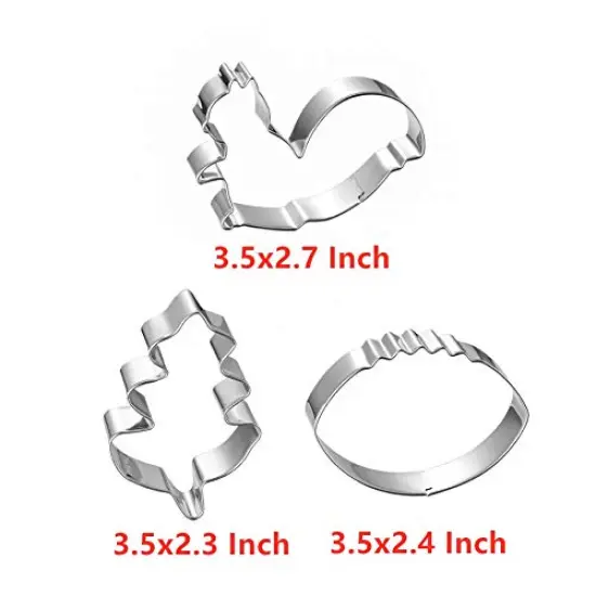 8 PiecesFall Thanksgiving Cookie Cutters Set -Pumpkin, Football,Turkey, Maple Leaf, Oak Leaf,Squirrel,Candy Corn and Acorn- Stainless Steel {5}