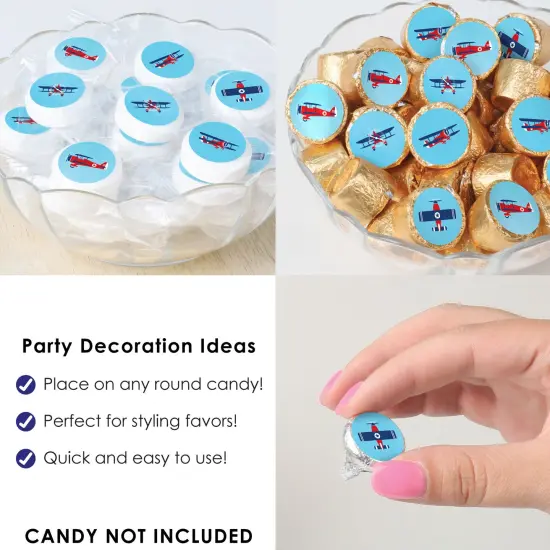 Big Dot of Happiness Taking Flight - Airplane - Baby Shower or Birthday Party Small Round Candy Stickers - Party Favor Labels - 324 Count {6}