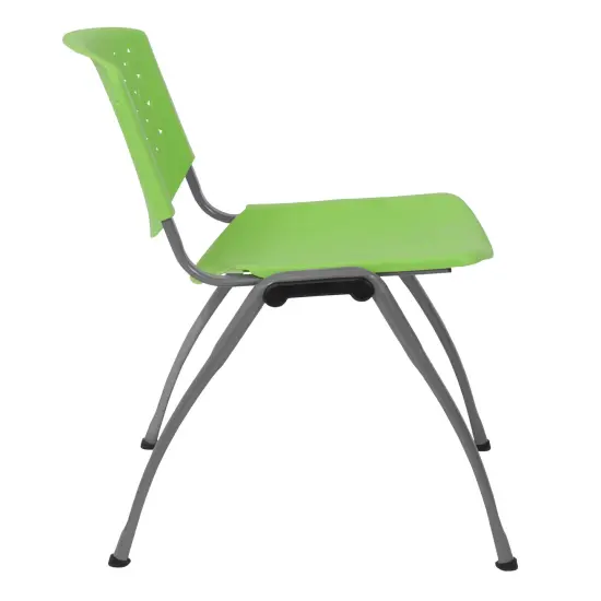Emma and Oliver Home and Office Plastic Stack Chair with Perforated Back - Guest Chair Green {5}