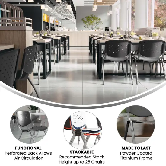 Emma and Oliver Home and Office Plastic Stack Chair with Perforated Back - Guest Chair Green {8}