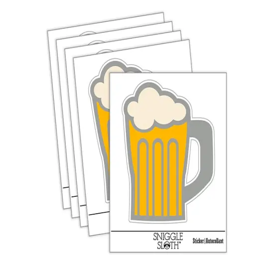 Beer Stein with Foam Waterproof Vinyl Phone Tablet Laptop Water Bottle Sticker Set - 5 Pack {1}