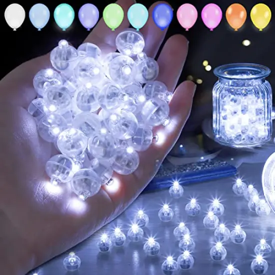 100 Pieces LED Balloon Lights, LED Mini Round Ball Balloon Light Waterproof LED Mini Party Light Miniature Light Bulbs for Lantern Balloons Lights Birthdays Party Wedding Decoration-Cool White {2}
