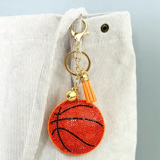 Wrapables Crystal Bling Key Chain Keyring with Tassel Car Purse Handbag Pendant, Basketball {4}