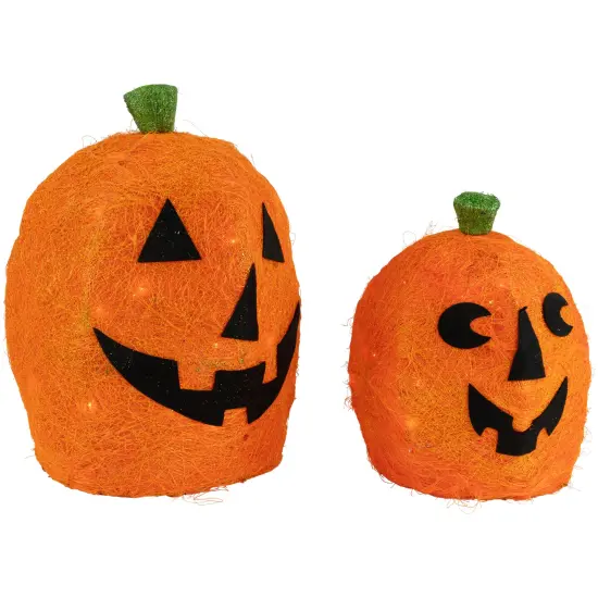 Northlight Lighted Sisal Jack O' Lanterns Outdoor Halloween Decorations - 16" - Set of 2 Orange {4}