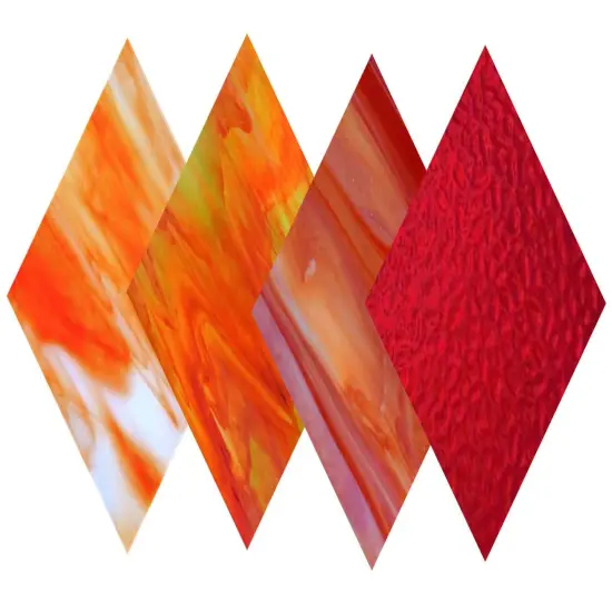 Wissmach 4 Sheet RED/Orange Variety Stained Glass and Mosaic Glass {1}