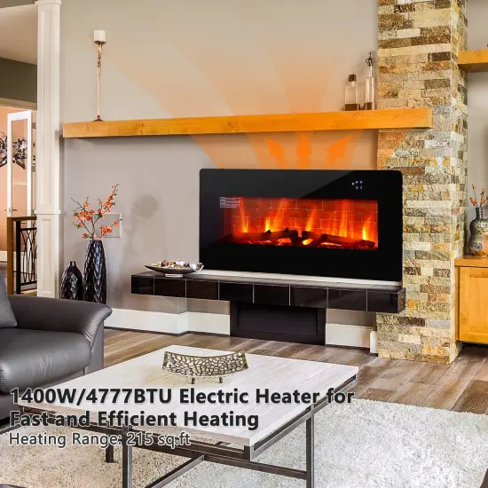 Electric Wall Mounted Freestanding Fireplace with Remote Control {2}