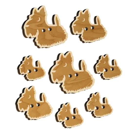 Delightful Cartoon Scottish Terrier Wood Buttons for Sewing Knitting Crochet DIY Craft {7}