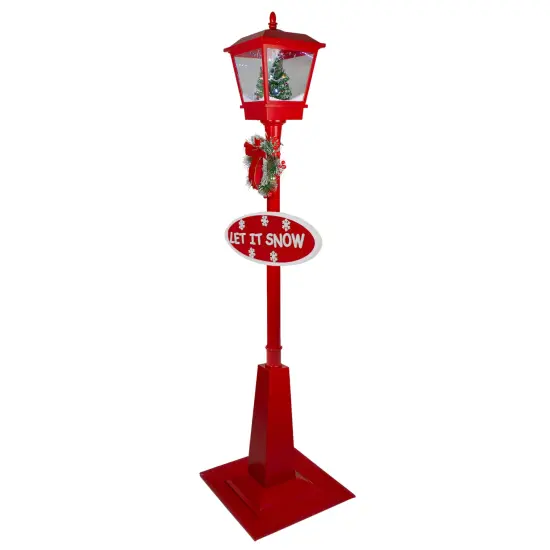Northlight Musical Holiday Street Lamp with Christmas Tree Lantern - 70.75"- Red {3}
