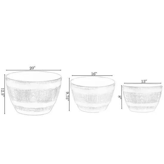 Brown Outdoor Rustic Half Barrel Flower Garden Planter Bowl, Plastic {6}