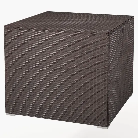 72 Gallon Rattan Outdoor Storage Box with Zippered Liner and Solid Pneumatic Rod {4}