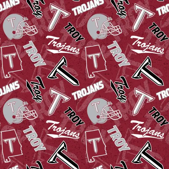 Sykel Enterprises-Troy University Cotton Fabric-Troy Trojans Tone On Tone Cotton Quilting Fabric {1}