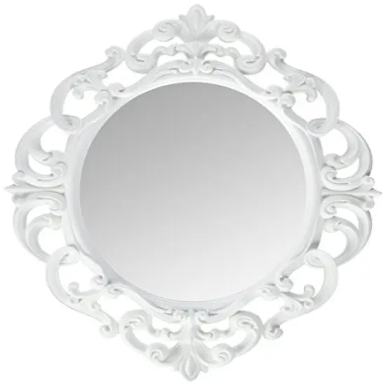 11.5 x 15 Inch Kole Imports Oval Vintage Wall Mirror, White {1}