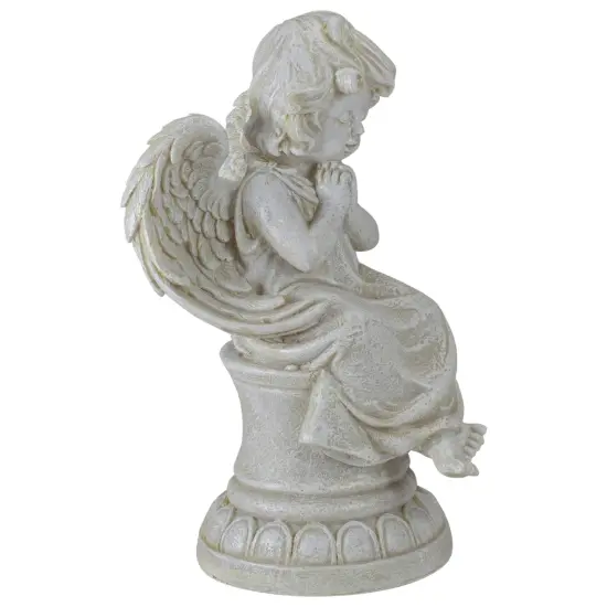 Northlight 9" Ivory Praying Angel on Pedestal Outdoor Garden Statue {4}