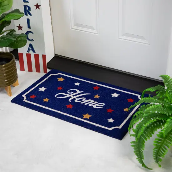Northlight Blue Coir "Home" Americana Outdoor Doormat 18" x 30" {3}